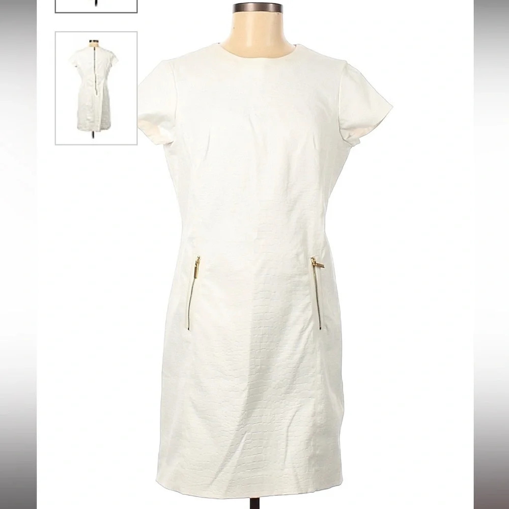 Jones New York White Stretch Crocodile Print Dress 4 - Picture 4 of 8